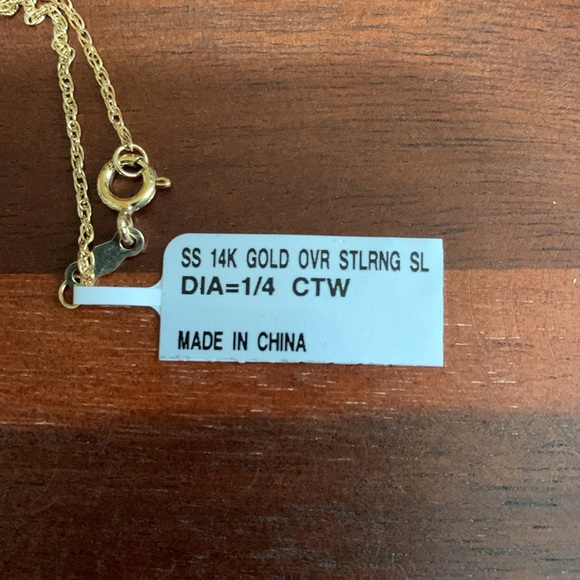 NWT HN signed 14K Gold Plated 925 Silver Diamond Necklace - Picture 7 of 7